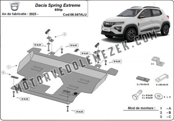 Aluminium motor, kapcsolószekrény védőlemez Dacia Spring Extreme