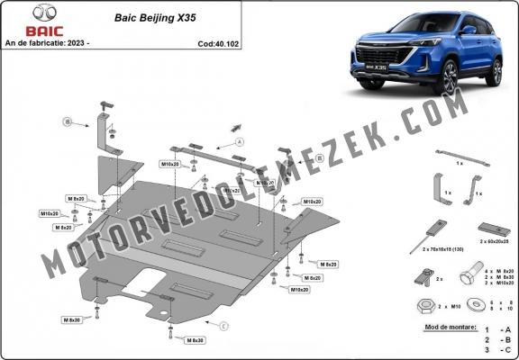 Acél motor, kapcsolószekrény, hütő védőlemez Baic Beijing X35