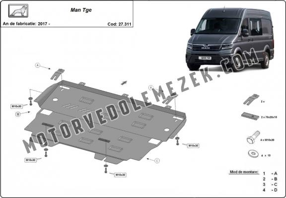 Acél motor, kapcsolószekrény, hütő védőlemez Man Tge