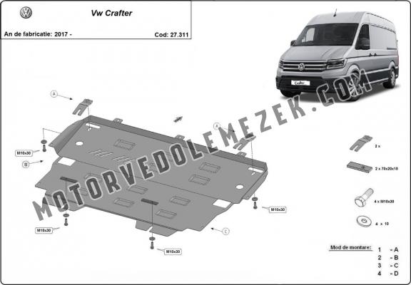 Acél motor, kapcsolószekrény, hütő védőlemez Vw Crafter