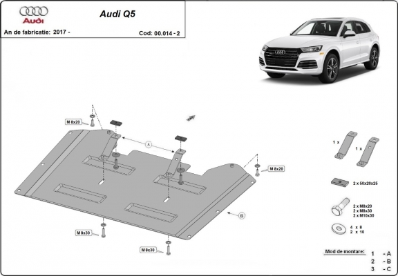 Acél osztómű védőlemez Audi Q5