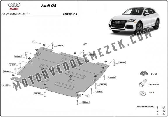 Acél motor, hűtő védőlemez Audi Q5