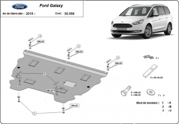 Acél motor, kapcsolószekrény, hűtő védőlemez Ford Galaxy 3