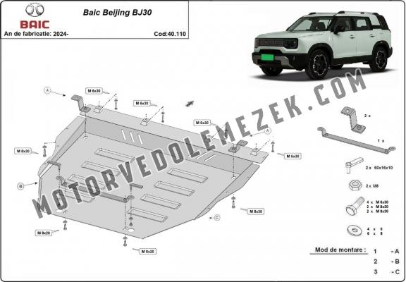 Acél motor, kapcsolószekrény, hűtő védőlemez Baic Beijing BJ30