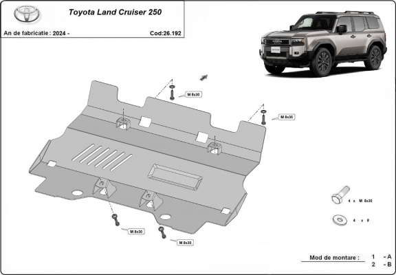 Acél hűtő védőlemez Toyota Land Cruiser 250