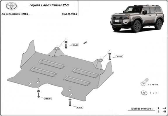 Acél motorvédő lemez Toyota Land Cruiser 250
