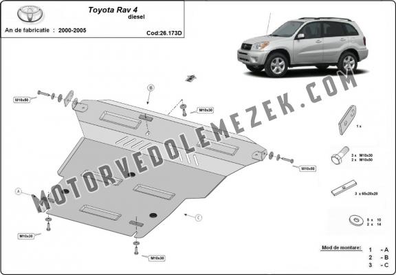 Acél motor, kapcsolószekrény védőlemez Toyota Rav4 Diesel
