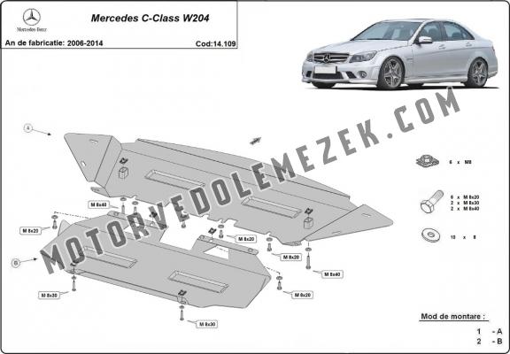 Acél motor, hűtő védőlemez Mercedes C-Class W204