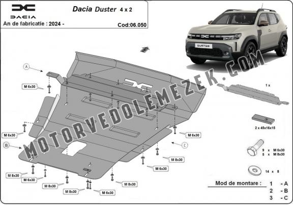 Acél motor, kapcsolószekrény védőlemez Dacia Duster - 4x2