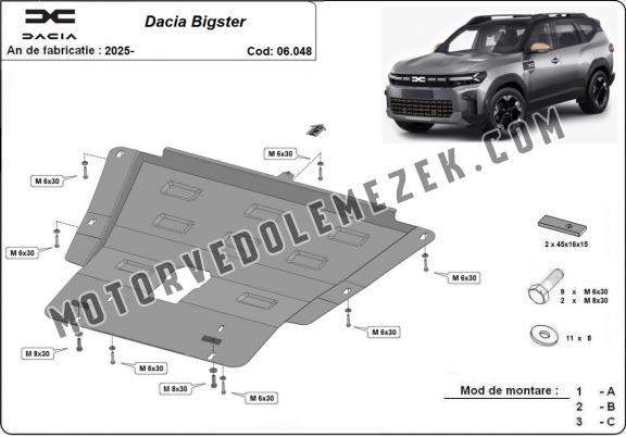 Acél motor, kapcsolószekrény védőlemez Dacia Bigster - 4x4 + 4x2