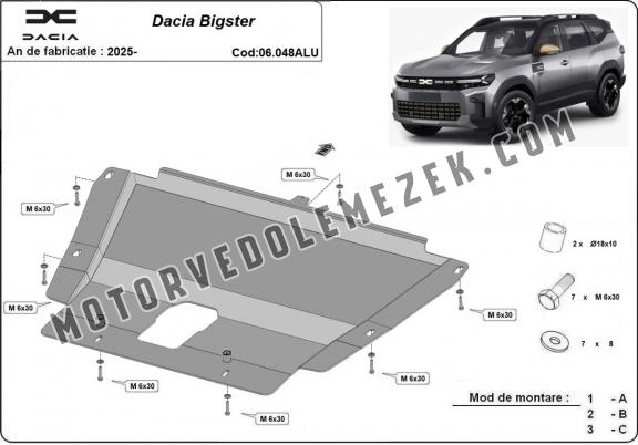 Alumínium motor, sebességváltó védőlemez Dacia Bigster - 4x4 +4x2