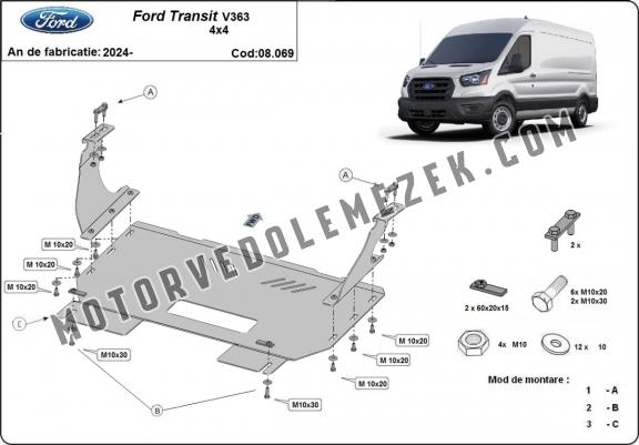 Acél motor, kapcsolószekrény védőlemez Ford Transit V363 4x4