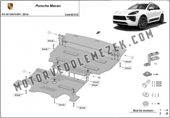 Acél motor, hűtő védőlemez Porsche Macan