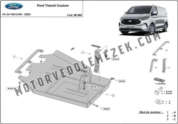 Acél AdBlue tartályvédő lemez Ford Transit Custom