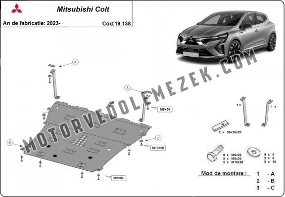 Acél motor, sebességváltó, hűtő, első lökhárító védőlemez Mitsubishi Colt