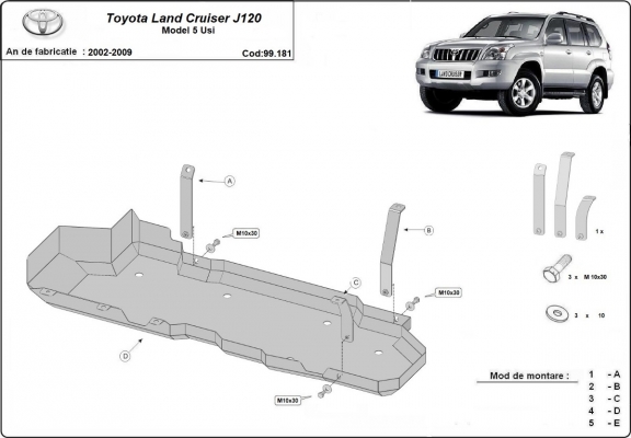 Acél üzemanyagtartály védőlemez Toyota Land Cruiser J120