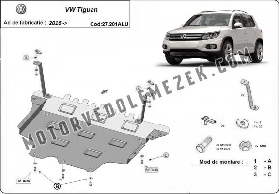 Alumínium motor, sebességváltó, hűtő, első lökhárító védőlemez VW Tiguan