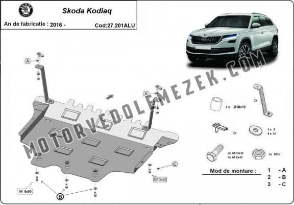 Alumínium motor, sebességváltó, hűtő, első lökhárító védőlemez Skoda Kodiaq