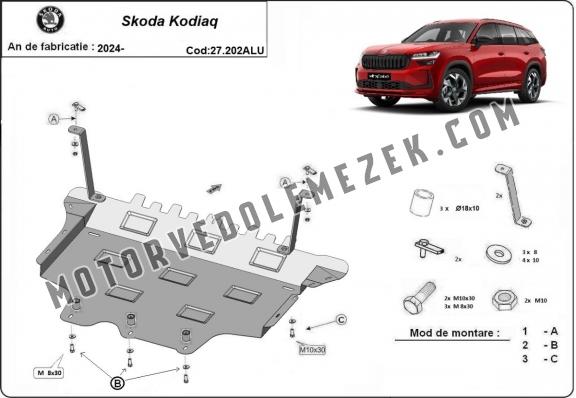 Alumínium motor, sebességváltó, hűtő, első lökhárító védőlemez Skoda Kodiaq