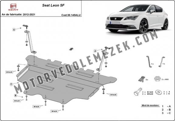 Alumínium motor-, sebességváltó-, hűtő- és első lökhárító védőlemez Seat Leon Mk3 5F