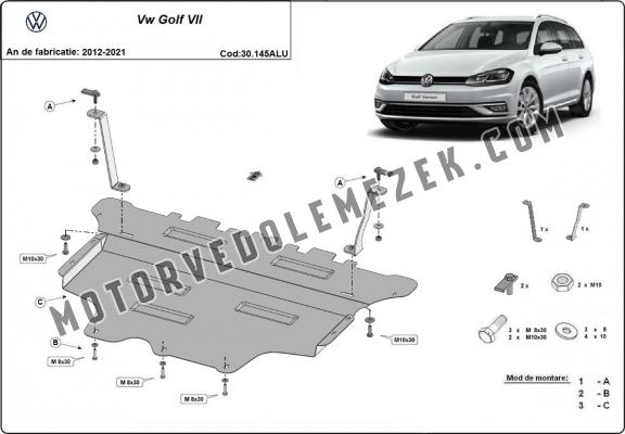 Alumínium motor-, sebességváltó-, hűtő- és első lökhárító védőlemez VW Golf 7