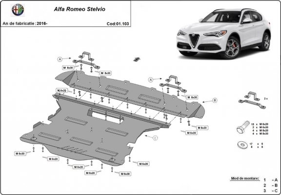 Acél motorvédő lemez Alfa Romeo Stelvio
