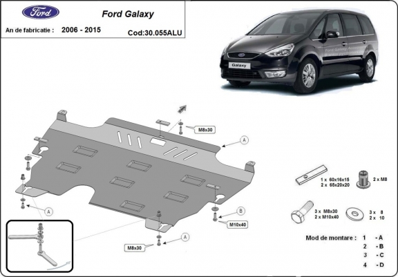 Alumínium motor, kapcsolószekrény, hűtő védőlemez Ford Galaxy 2
