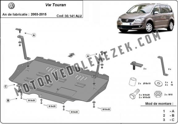 Alumínium motor, kapcsolószekrény, hűtő védőlemez Volkswagen Touran