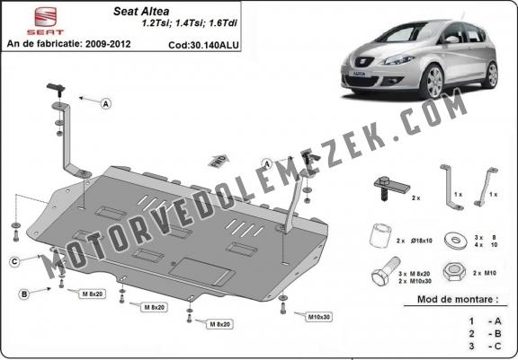 Alumínium motor, kapcsolószekrény, hűtő védőlemez Seat Altea