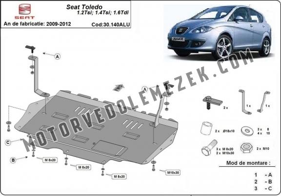 Alumínium motor, kapcsolószekrény, hűtő védőlemez Seat Toledo 3