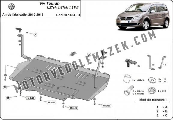 Aluminum skid plate for Volkswagen Touran
