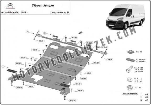 Alumínium motor, kapcsolószekrény, hűtő védőlemez Citroen Jumper