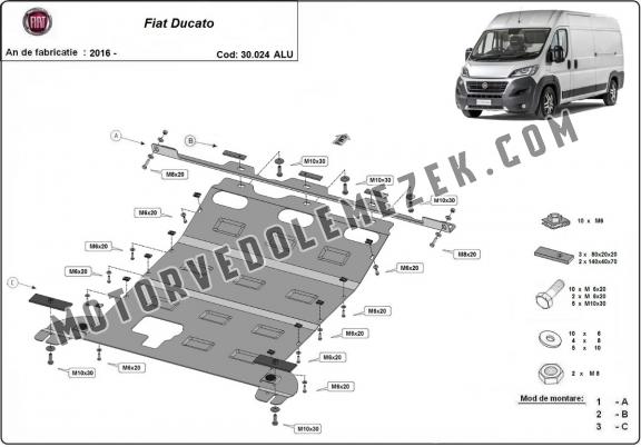 Alumínium motor, kapcsolószekrény, hűtő védőlemez Fiat Ducato