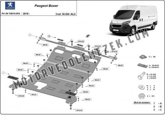 Alumínium motor, kapcsolószekrény, hűtő védőlemez Peugeot Boxer