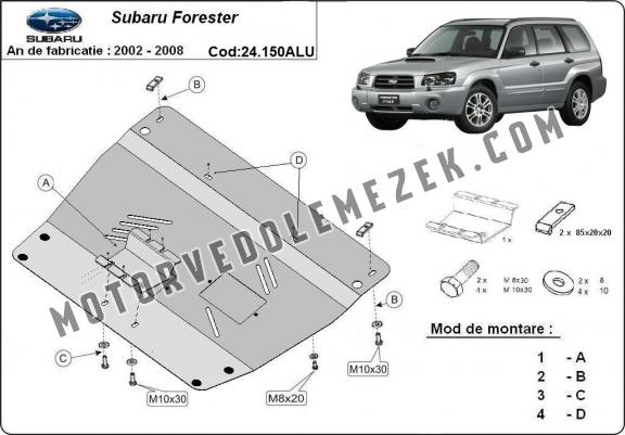 Alumínium motor- és kapcsolószekrény védőlemez Subaru Forester 2