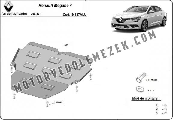 Aluminium motor, kapcsolószekrény védőlemez Renault Megane IV