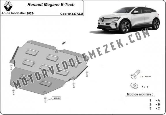 Aluminium motor, kapcsolószekrény védőlemez Renault Megane E-Tech