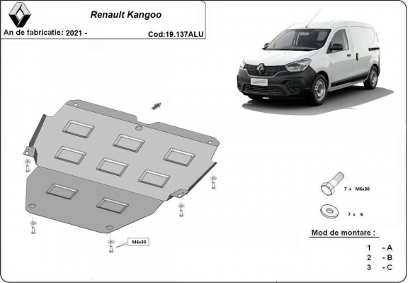 Aluminium motor, kapcsolószekrény védőlemez Renault Kangoo