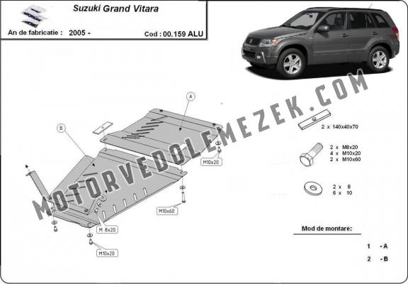 Alumínium kapcsolószekrény, osztómű védőlemez Suzuki Grand Vitara 2