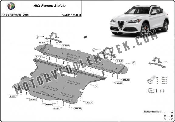 Alumínium motorvédő lemez Alfa Romeo Stelvio