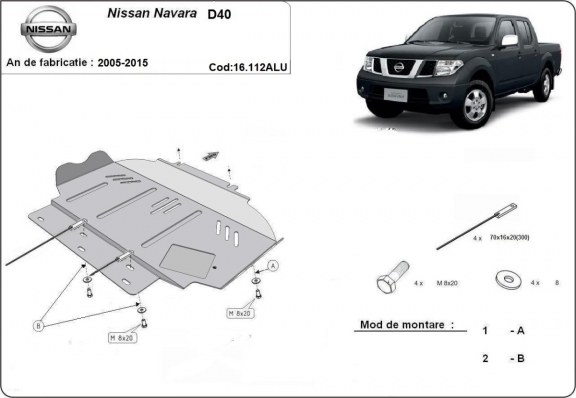 Aluminum motor, kapcsolószekrény védőlemez Nissan Navara