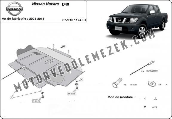Aluminum motor, kapcsolószekrény védőlemez Nissan Navara