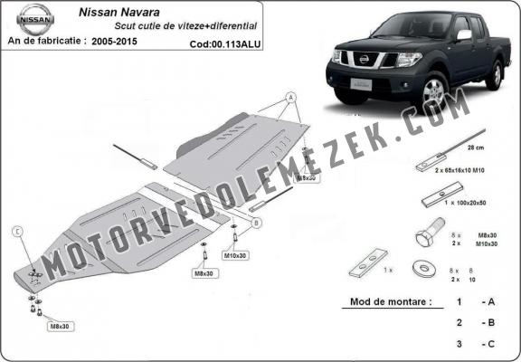 Aluminum kapcsolószekrény védőlemez Nissan Navara