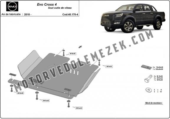 Steel gearbox skid plate for Evo Cross 4