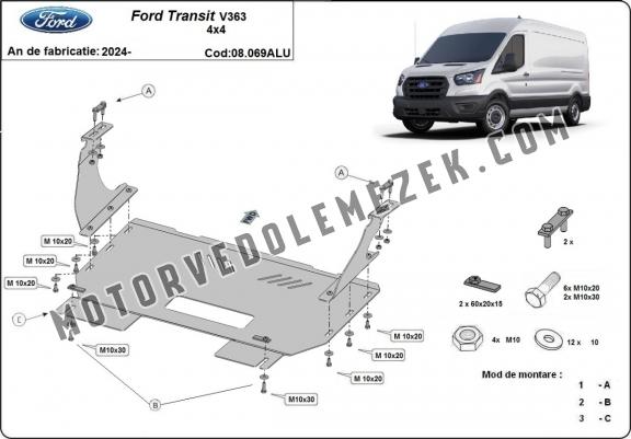 Alumínium motor, sebességváltó, hűtő, első lökhárító védőlemez Ford Transit V363 4x4