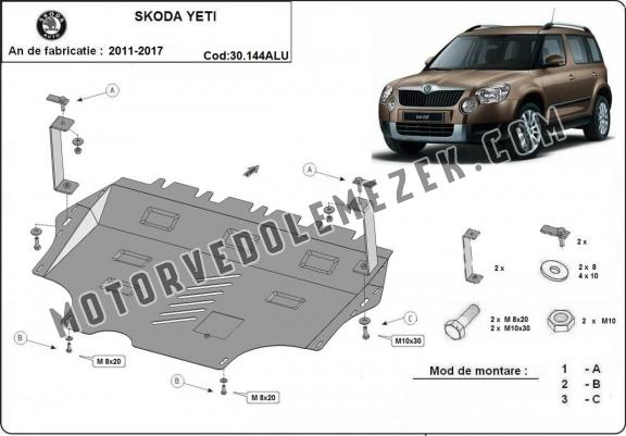 Alumínium motor, kapcsolószekrény, hütő védőlemez Skoda Yeti