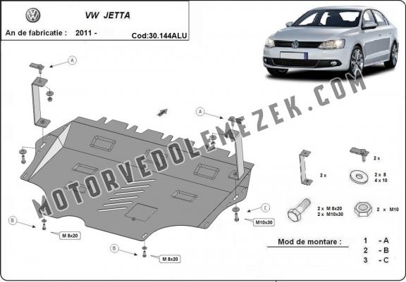 Alumínium kapcsolószekrény, hűtő védőlemez VW Jetta