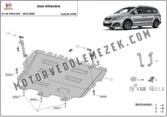 Acél motor, sebbeségváltó, hütő, első lökhárító védőlemez Seat Alhambra - Webasto