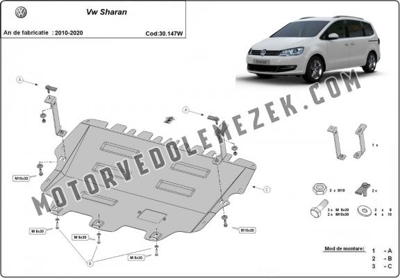 Acél motor, kapcsolószekrény védőlemez Volkswagen Sharan - Webasto