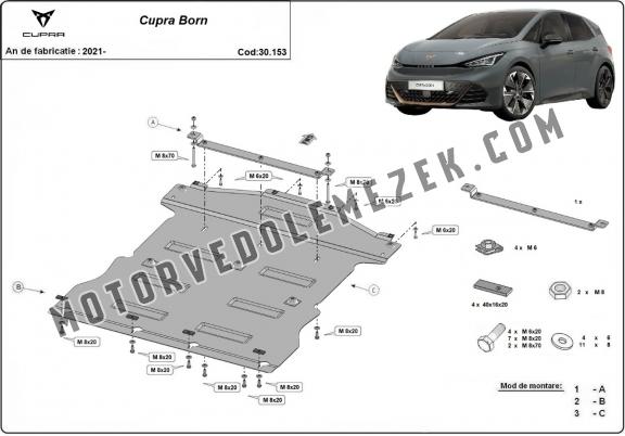 Acél motor, kapcsolószekrény, hütő védőlemez Cupra Born